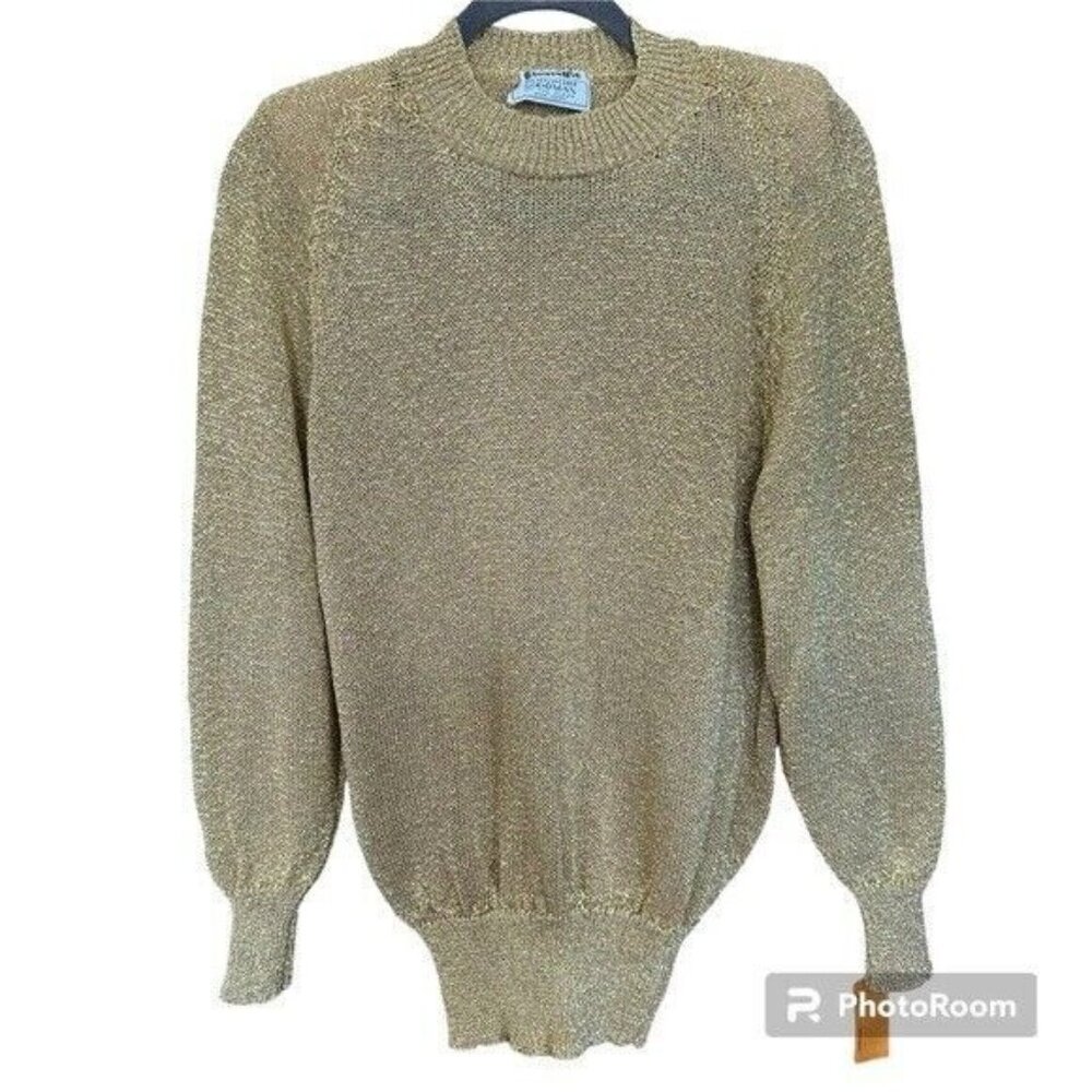 Vintage Carolyn Eve for Bergdorf Goodman Deadstock Gold Lurex Knit Top Sz S/M